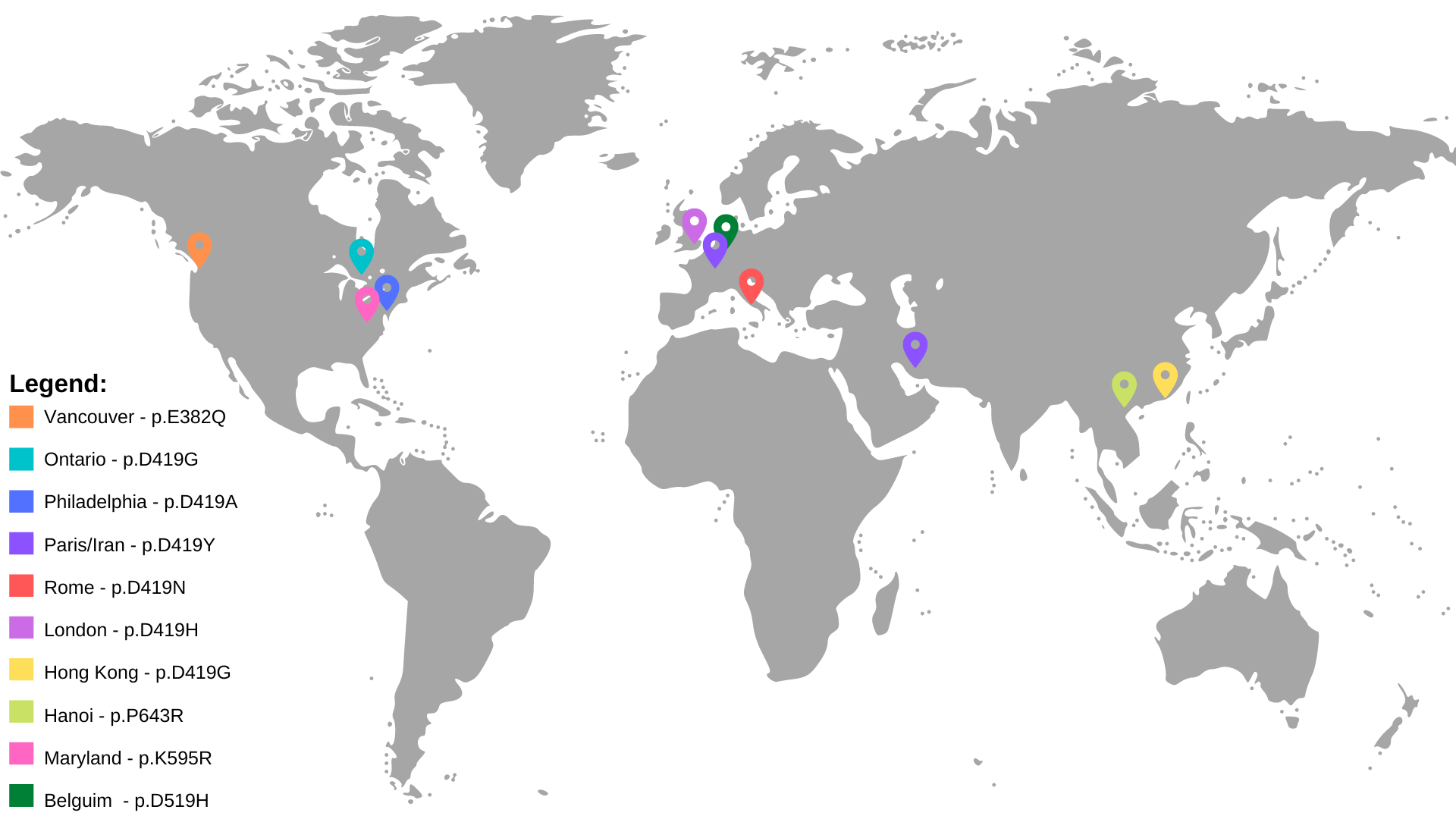 Map of the world showing location of STAT6 collaborators