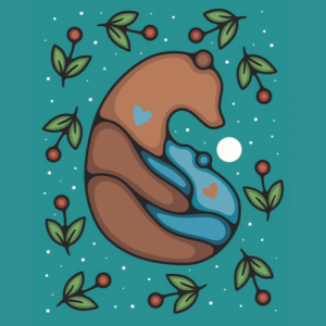 Graphic of two bears embracing