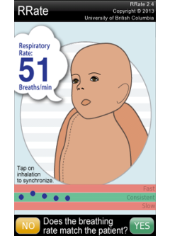 An animated baby for confirming the breathing rate.