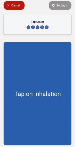 A large button to click on each inhale.