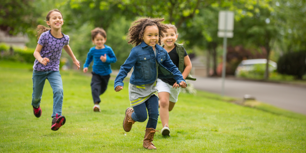 Children running outside