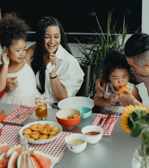 family eating gluten free meal