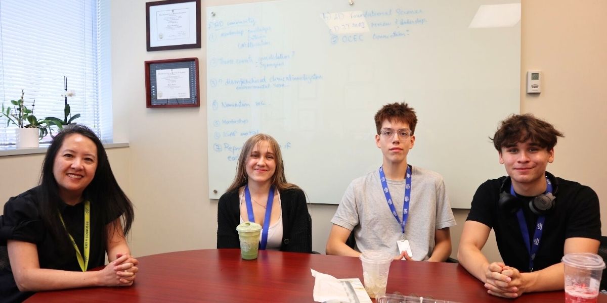 BCCHR Senior Executive Director Dr. Quynh Doan and seed2STEM students (from left to right): Dakota Walker-Laberge, Esa Grandy-Bighorn, and Logan Mora